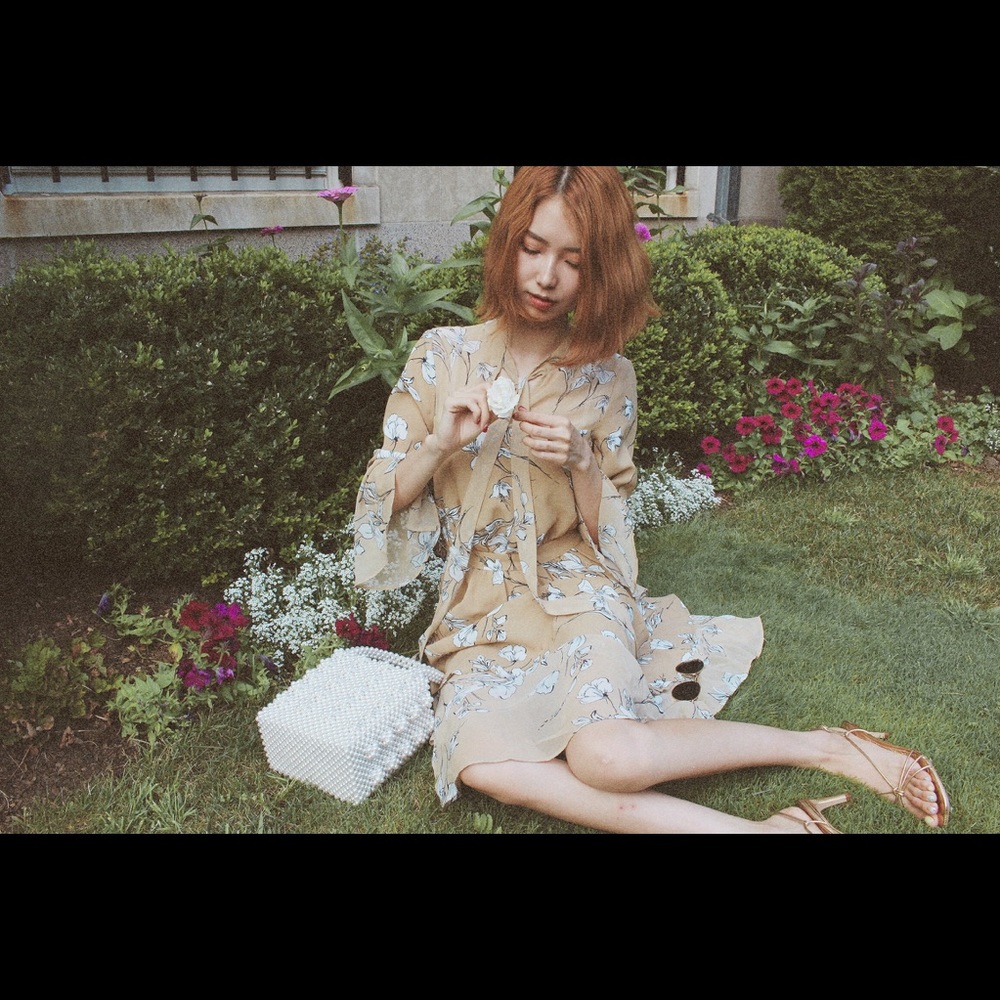 Blossom tie-neck dress